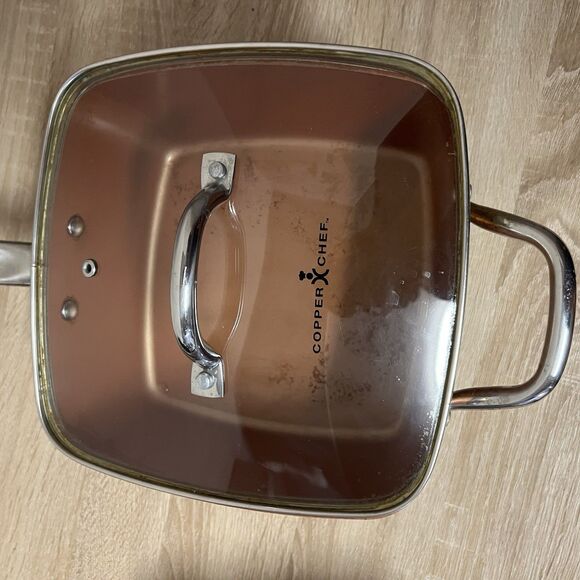 All in One Pan Copper Chef Pan 9.5-Inch Nonstick Deep Square Induction Frying - Picture 4 of 13